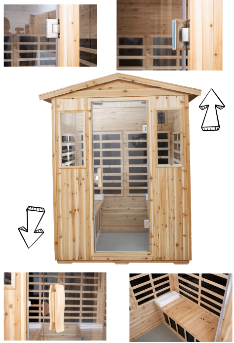 Outdoor four person sauna room