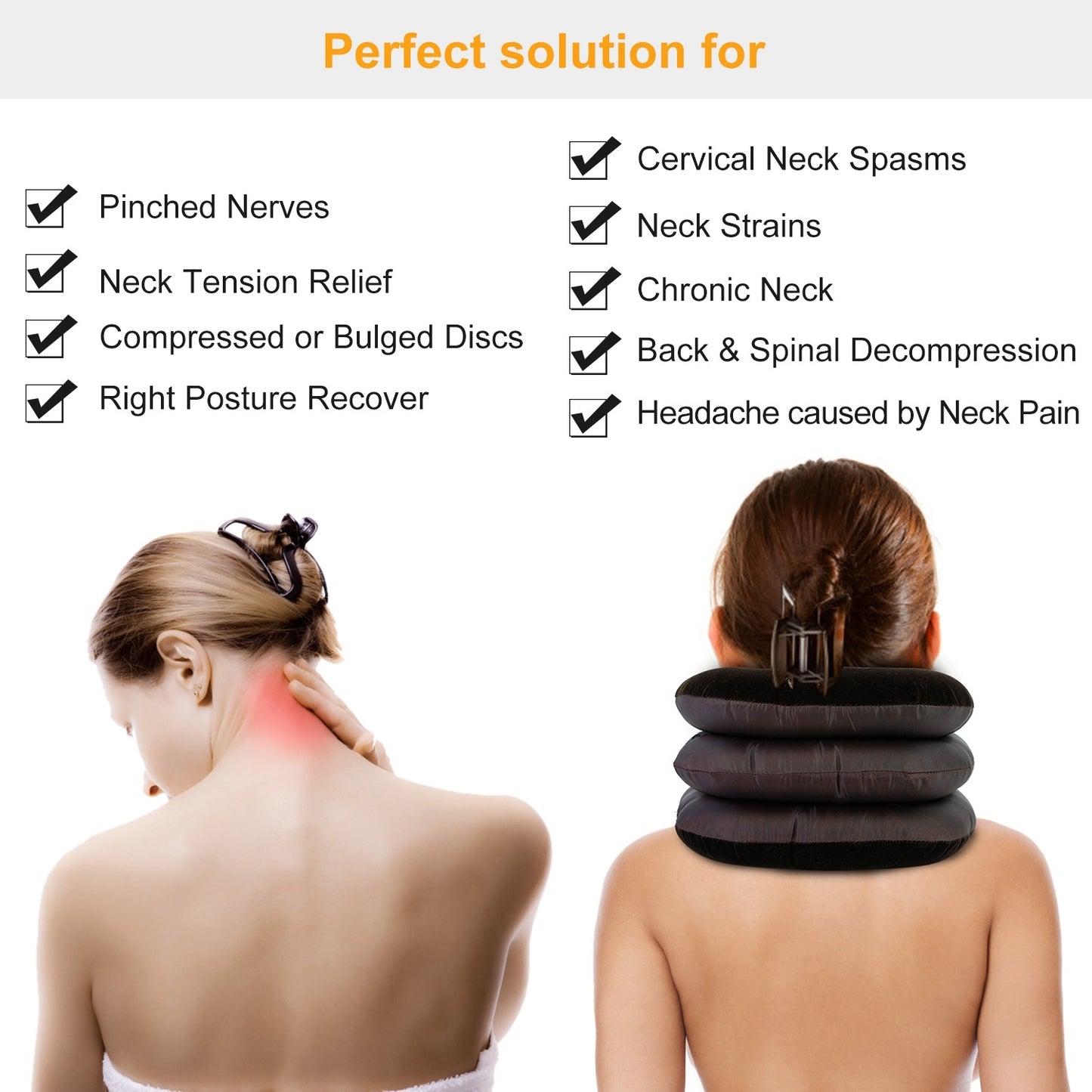 Inflatable Cervical Neck Traction Pillow Neck Shoulder Spine Alignment Pump Travel Support Pillow Inflatable Spinal Decompression Pillow