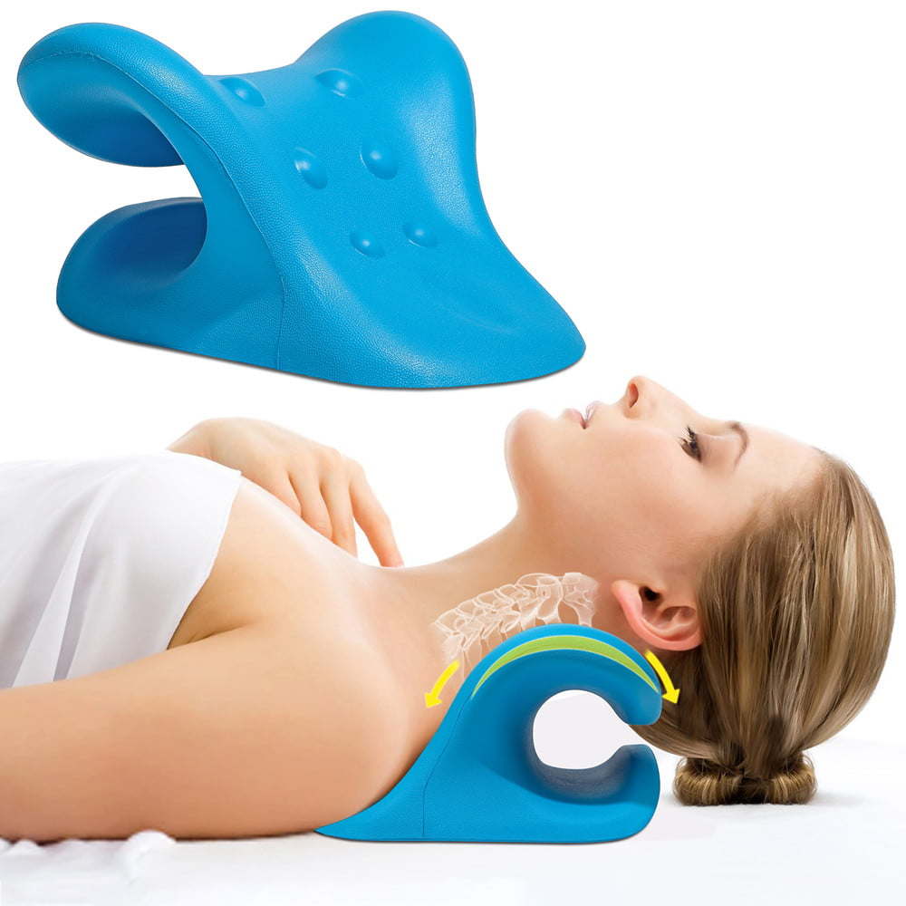 Neck and Shoulder Relaxer;  Neck Stretcher for TMJ Pain Relief and Neck Alignment;  with Acupressure Massag Design Neck Pain Pillow Cervical Traction Device